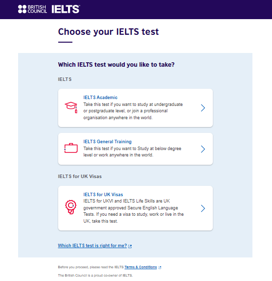Trang đăng kí thi IELTS tại BC