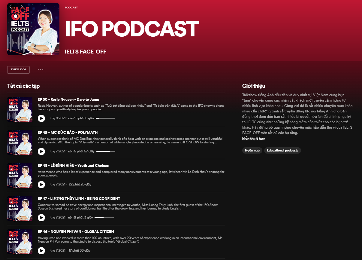 IFO Podcast là một kênh rất thích hợp để luyện nghe IELTS online hiệu quả